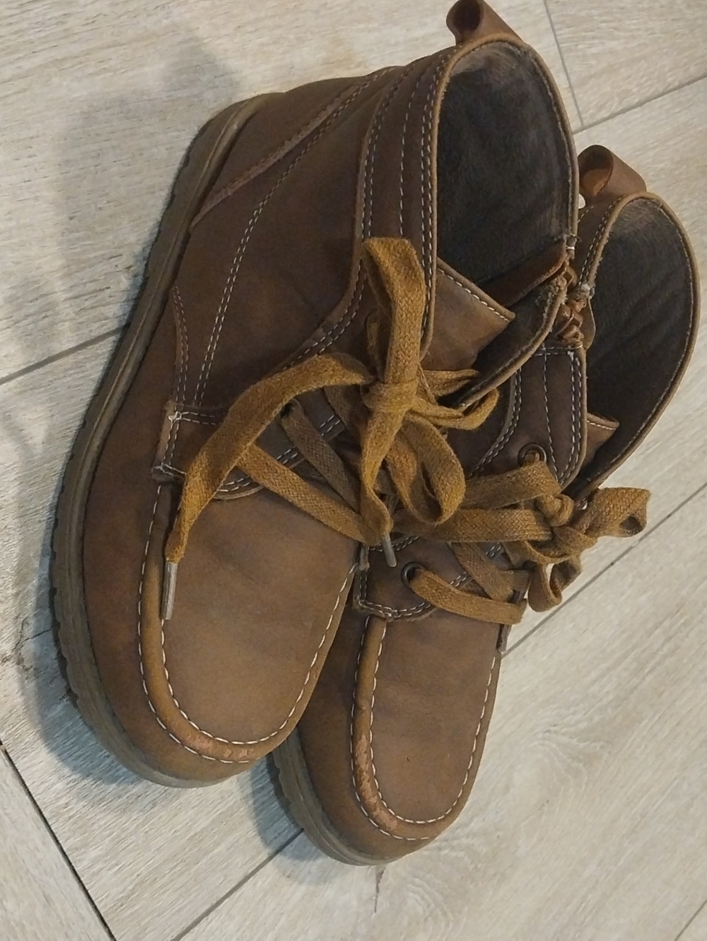 Place Brown Suede-Look Kids Lace-Up Boots